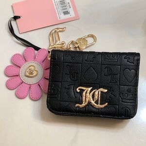 Juicy Couture Pretty Pop Liquorice Dual Sided Card Case Wallet Flower Charm NWT